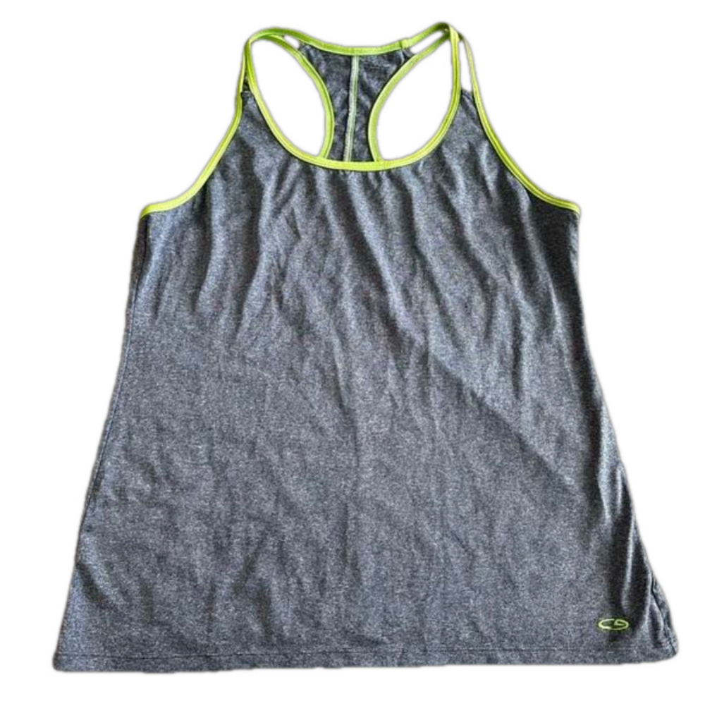 Champion Grey Green Racerback Tank Top Medium
